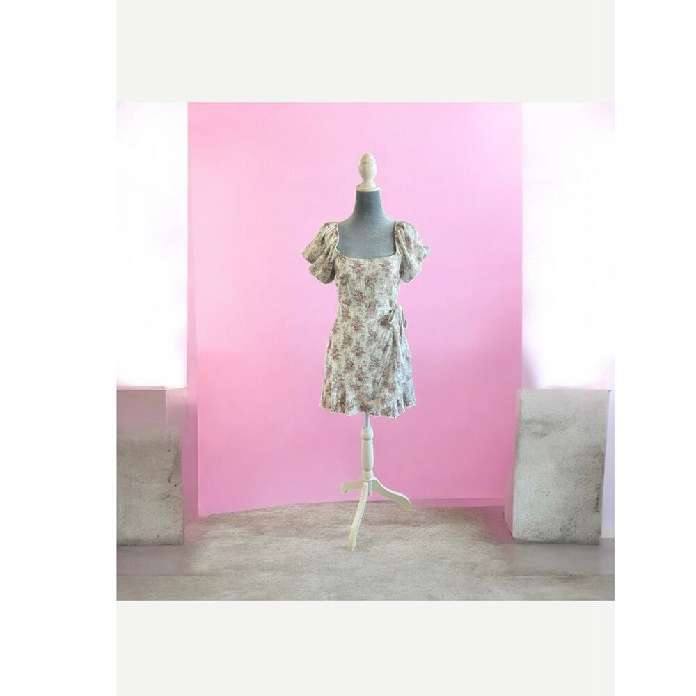 Trixxi Floral Mini Wrap Tie Dress Size Small